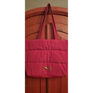 NWOT Jean Paul Gaultier Vibrant Red Travel Puffer Tote With Handle Gold Trim New
